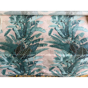 Vtg Warner & Sons Upholstery Fabric 2 Yards Brisbane Palms Large Scale Green